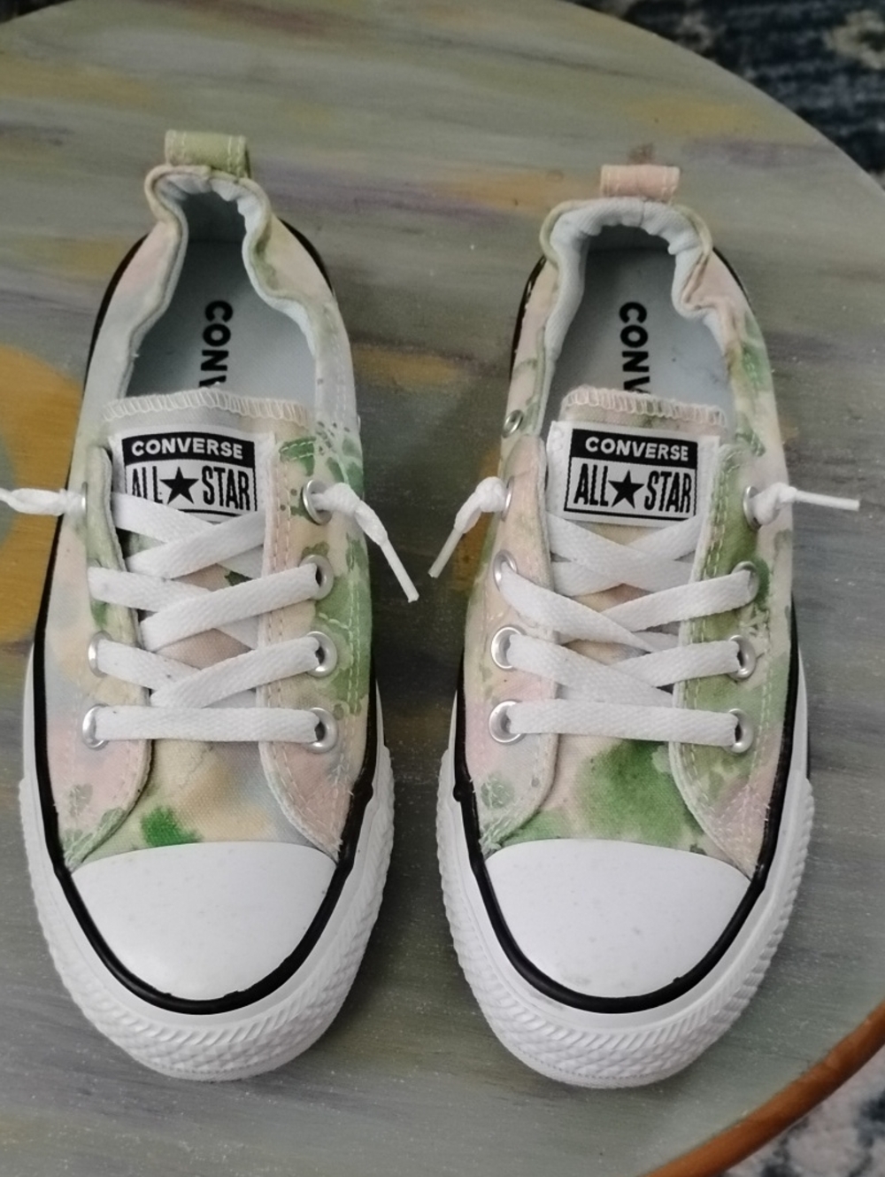 Converse All Star Low-Top Tie-Dye Green Pink Sneakers Size 7.5